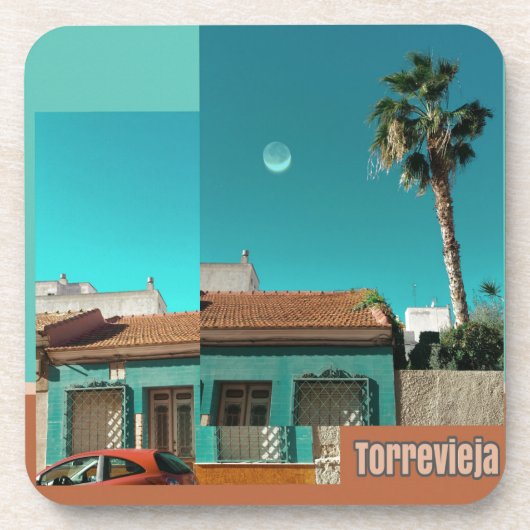 Torrevieja in Orange und Turqoise Untersetzer (Vorderseite)