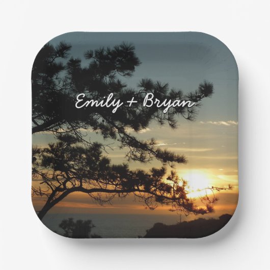 Torrey Pine Sunset I California Landschaft Pappteller (Vorderseite)