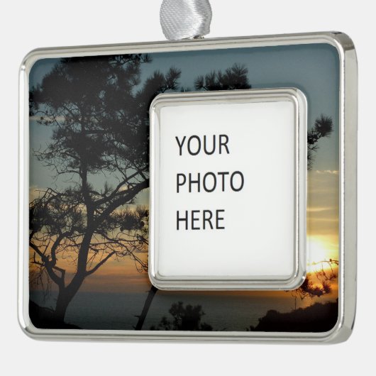 Torrey Pine Sunset I California Landschaft Rahmen-Ornament Silber (Links)