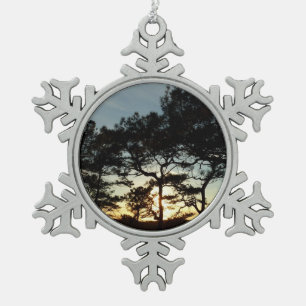 Torrey Pine Sunset II Kalifornien Landschaft Schneeflocken Zinn-Ornament