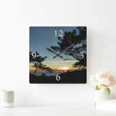 Torrey Pine Sunset III California Landschaft Quadratische Wanduhr (Zuhause)