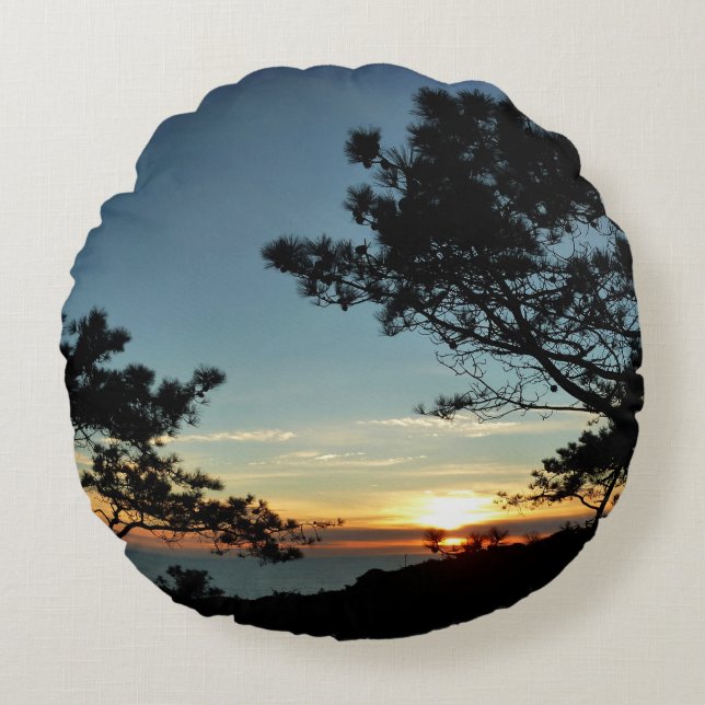 Torrey Pine Sunset III California Landschaft Rundes Kissen (Vorderseite)