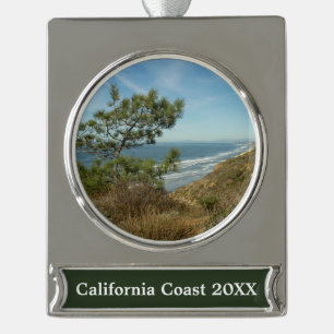 Torrey Pine und California Coastline Landschaft Banner-Ornament Silber