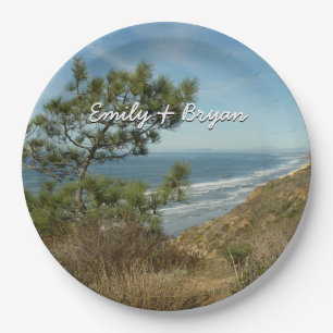 Torrey Pine und California Coastline Landschaft Pappteller