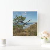 Torrey Pine und California Coastline Landschaft Quadratische Wanduhr (Zuhause)