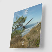 Torrey Pine und California Coastline Landschaft Quadratische Wanduhr (Winkel)