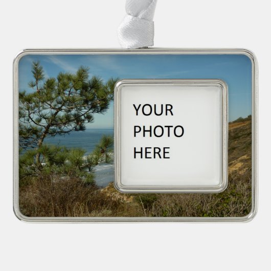 Torrey Pine und California Coastline Landschaft Rahmen-Ornament Silber (Vorderseite)