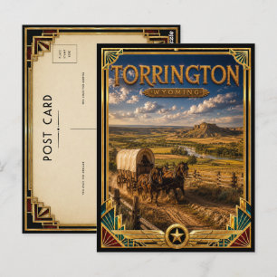 Torrington Wyoming Vintage Art Deco Goldenes Zeita Postkarte