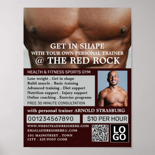 Torso, Personal Trainer, Gymnastikwerbung Poster (Vorne)