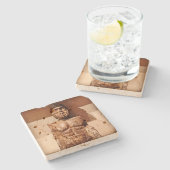 Torso-Travertin-Untersetzer Steinuntersetzer (Seitenansicht)