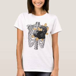 Torso Vintage schwarze Rose und Imitate goldenes B T-Shirt