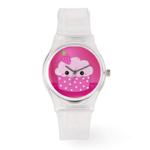 Törtchen mit rosa Punkten im Gesicht Armbanduhr