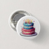 Torte, farbenfrohes Tortendesign Button (Vorne & Hinten)