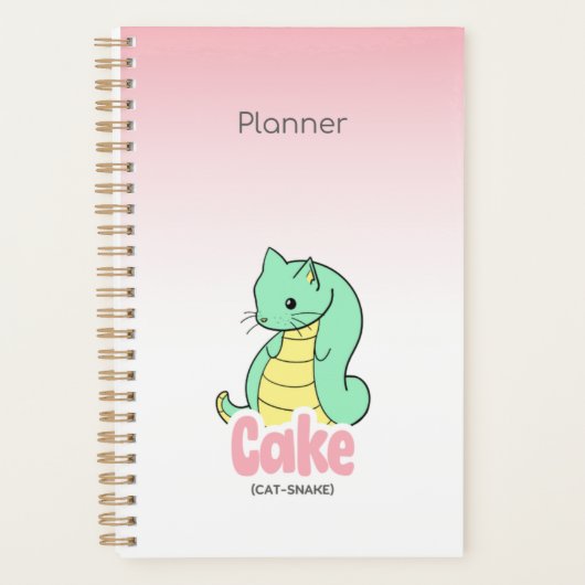 Torte (Katze + Schlange) Rosa Agenda Planer (Vorderseite)