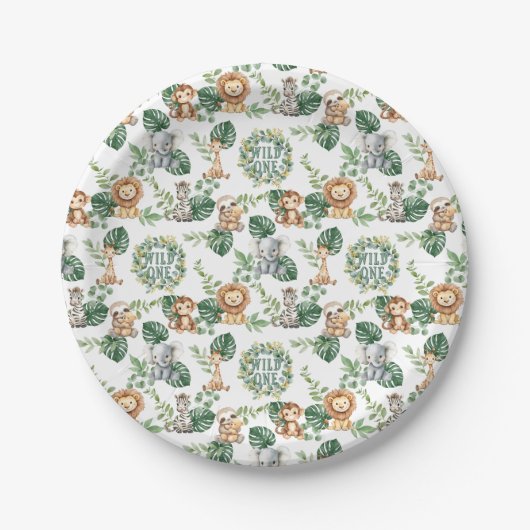 Torte-Platten zum Geburtstag - Wilde Safari Pappteller (Vorderseite)