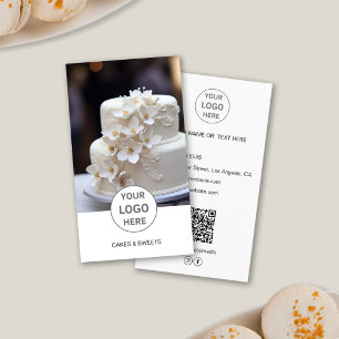 Torten Bäckerei Logo Foto QR Weiß Visitenkarte