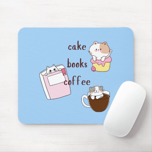 Torten Bücher Kaffee Mousepad (Mit Mouse)