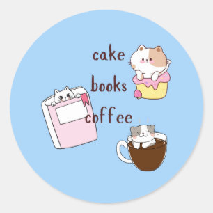 Torten Bücher Kaffee Runder Aufkleber