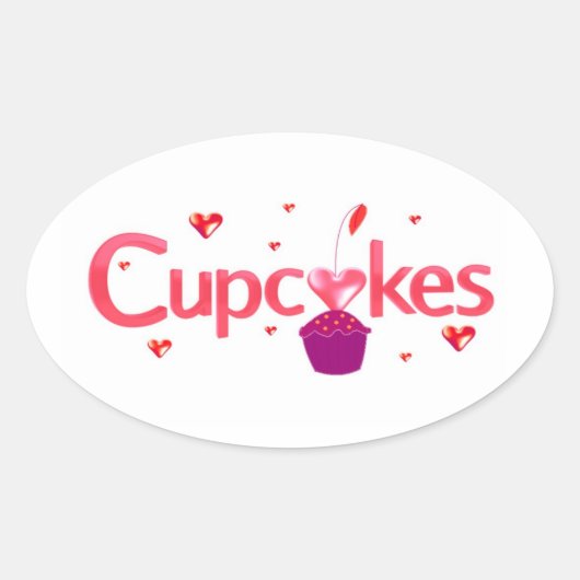 Torten-Cupcake-Schild Ovaler Aufkleber (Vorderseite)