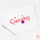 Torten-Cupcake-Schild Ovaler Aufkleber (Umschlag)