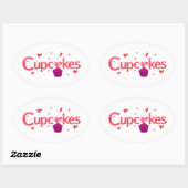 Torten-Cupcake-Schild Ovaler Aufkleber (Blatt)