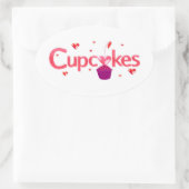 Torten-Cupcake-Schild Ovaler Aufkleber (Tasche)
