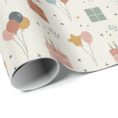Torten, Luftballons & Konfetti Scandi Geburtstag Geschenkpapier (Rolleneckpunkt)