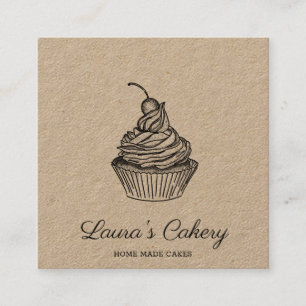 Torten & Süßigkeiten Cupcake Heim-Bäckerei Rustika Quadratische Visitenkarte