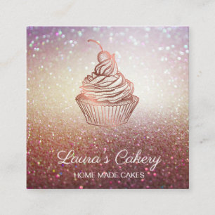 Torten & Süßigkeiten Cupcake Home Bäckerei Rustika Quadratische Visitenkarte