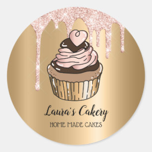 Torten & Süßigkeiten Cupcake Home-Bäckerei tropfen Runder Aufkleber