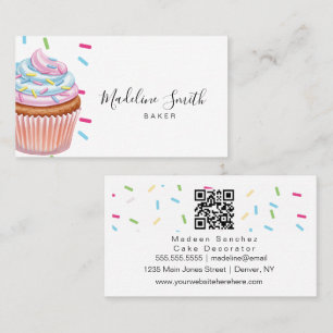 Tortenbäckerei Regenbogen-Cupcakes Bar Code Visitenkarte