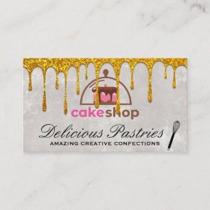 Tortenladen   Gold Tropfen Whisky Visitenkarte