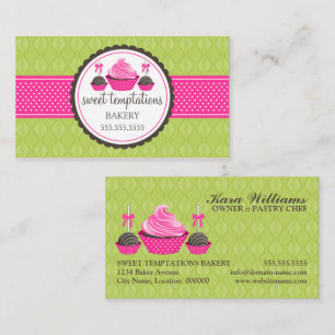 Tortenlutscher und Cupcake Grün Pink Visitenkarte