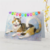 TORTIE CALICO CAT CHRISTMAS CARDS KARTE (Gelbe Blume)