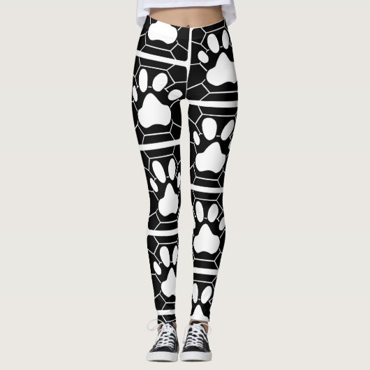 Tortie Cat Leggings B/W (Vorderseite)