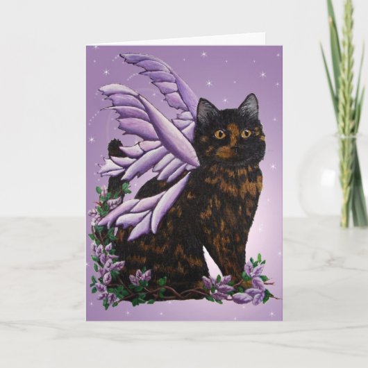 Tortie Fairy Cat Karte (Vorderseite)