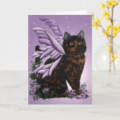 Tortie Fairy Cat Karte (Gelbe Blume)