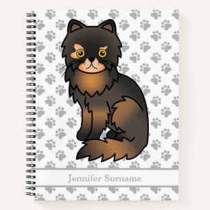 Tortie Point Perser Cartoon-Katze & Benutzerdefini Notizblock