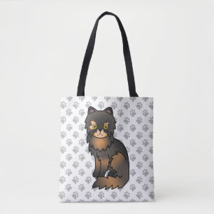 Tortie Point Persian Niedlich Cartoon Cat & Paws Tasche