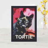 TORTIE Tortoiseshell Cat Card Karte (Gelbe Blume)