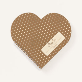 Tortilla Brown und beige Polka-Punkte Herz Notizblock