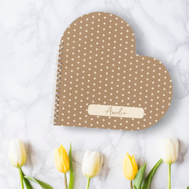 Tortilla Brown und beige Polka-Punkte Herz Notizblock