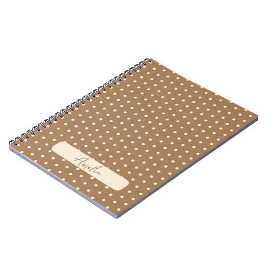 Tortilla Brown und beige Polka-Punkte Notizblock (Linke Seite)