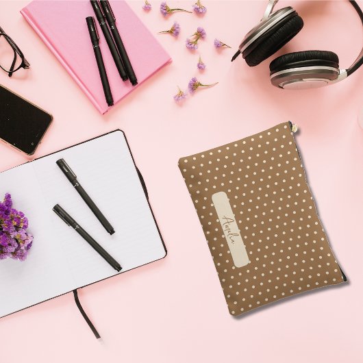 Tortilla Brown und beige Polka-Punkte Zubehörtasche