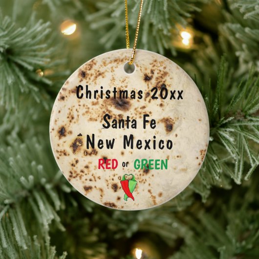 Tortilla & Chile Red or Green Santa Fe Southwest Keramik Ornament (Baum)