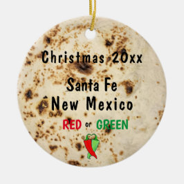 Tortilla & Chile Red or Green Santa Fe Southwest Keramik Ornament