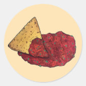 Tortilla Chips und Dip Tomato Salsa Mexican Food Runder Aufkleber (Vorderseite)