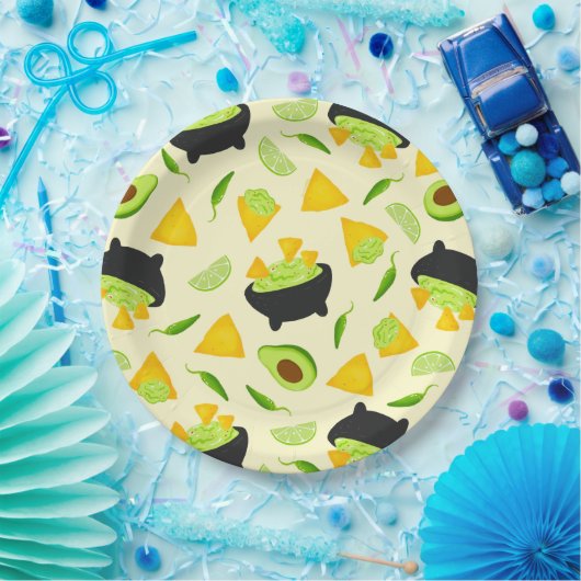 Tortilla Chips und Guacamole Muster Pappteller (Party)