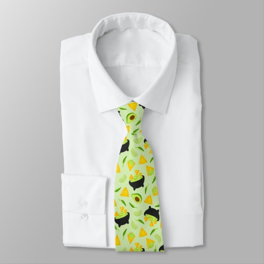 Tortilla Chips und Guacamole Pattern Neck Tie Krawatte (Gebunden)
