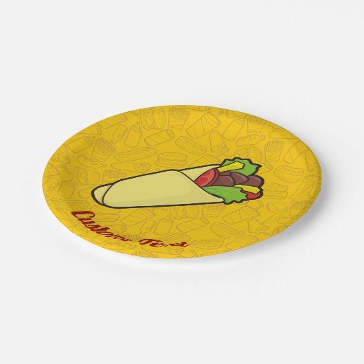 Tortilla Sandwich Wrap Paper Plate Pappteller (Schrägansicht)